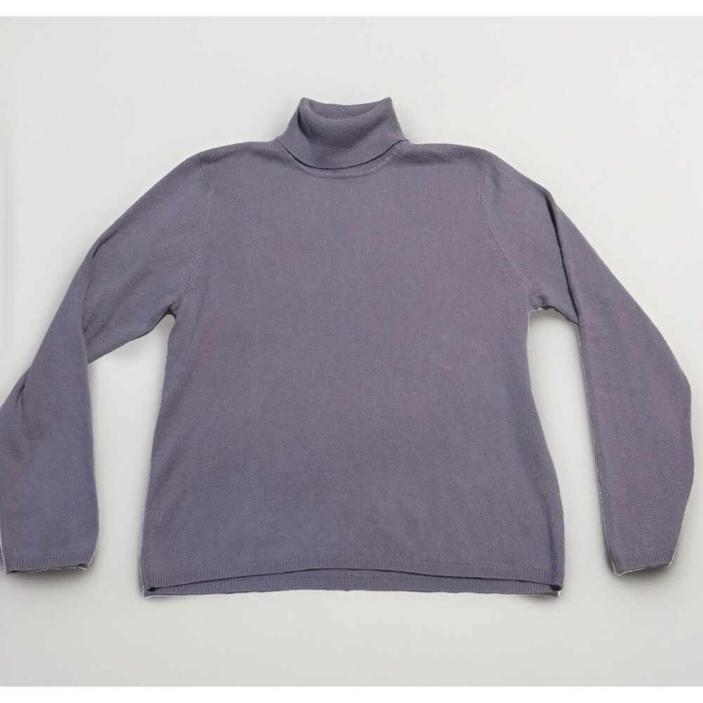 August Silk Women’s Turtleneck Sweater Silk Angora Purple Lavender Large